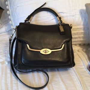 Coach Sadie 26624 Madison black Pebbled leather shoulder bag crossbody purse